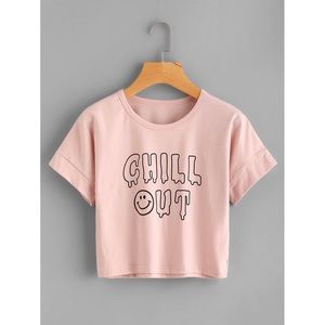 Pink “Chill Out” crop top